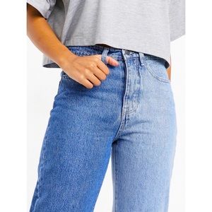 Two tone straight leg jeans